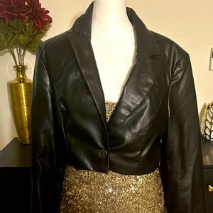 cute cropped pleather jacket!!